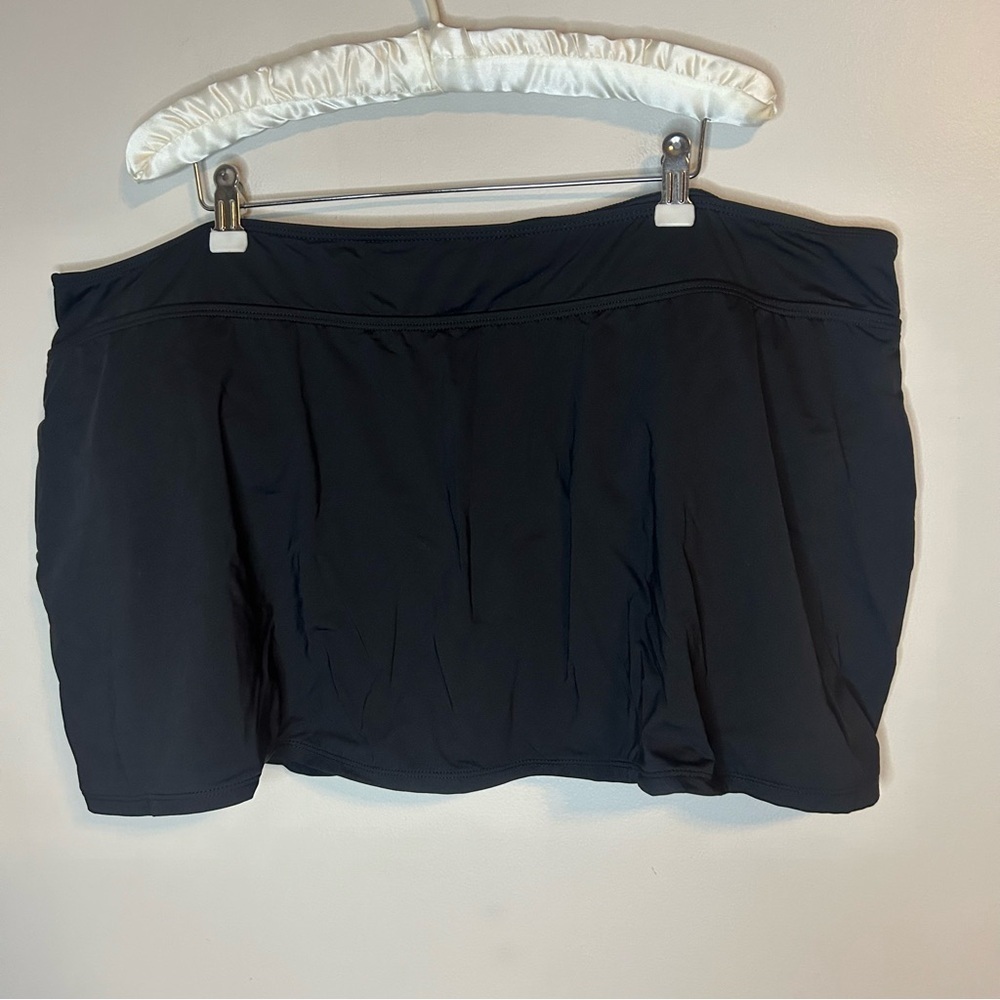 Anne Cole Live in Color Soft Band Skirted Swim Bottom Black Mini 22W NWT